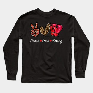 Peace Love Boxing Sport lover Gift For men Women Long Sleeve T-Shirt